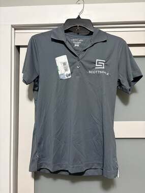 Trimark Womens Uniform Polo Shirt sz S Sm Gray Scottdale Logo NEW